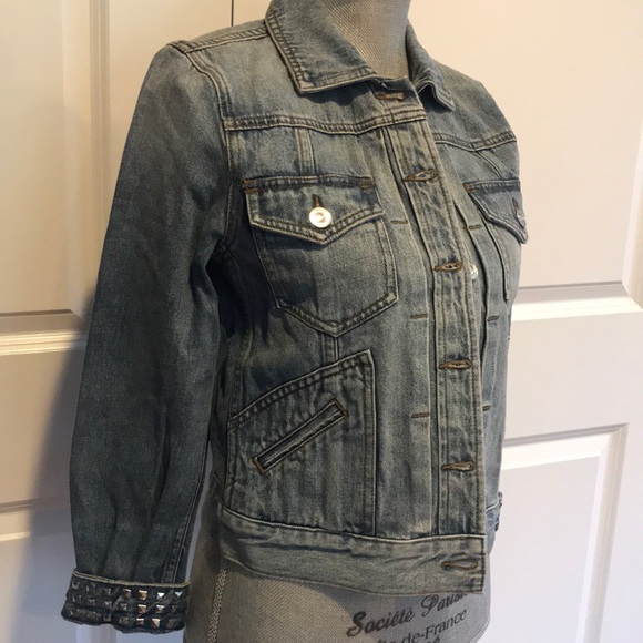 NWT CURRENT/ELLIOTT
studded faded denim jacket - Picture 5 of 13